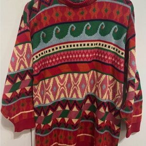 Dominic & Maria Vintage Knit Pullover Sweater Womens Bold Geometric Coogi Style